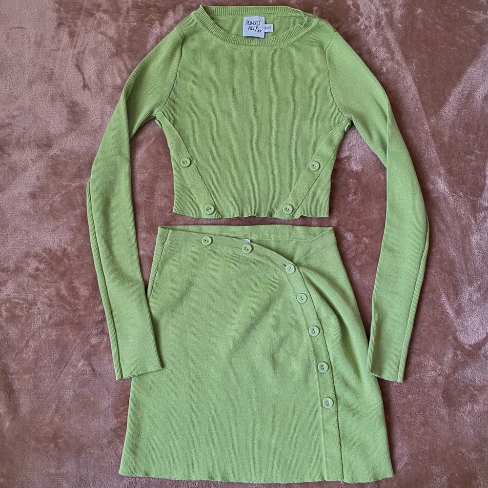 Princess Polly Matching Set, The Mia Set, size XS/S, stretchy sweater set, green